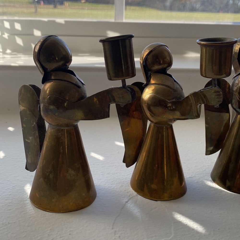 Vintage brass Angel candlestick holders - Picture 2 of 4